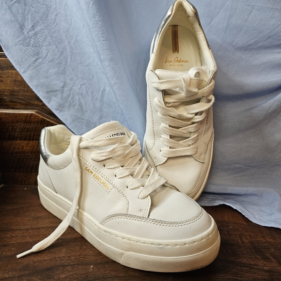Sam Edelman Genuine Leather White WESS Sneakers - Picture 1 of 5